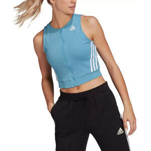 Adidas Women’s Sportswear Fitted Ribbed Tank Top, Blue XL